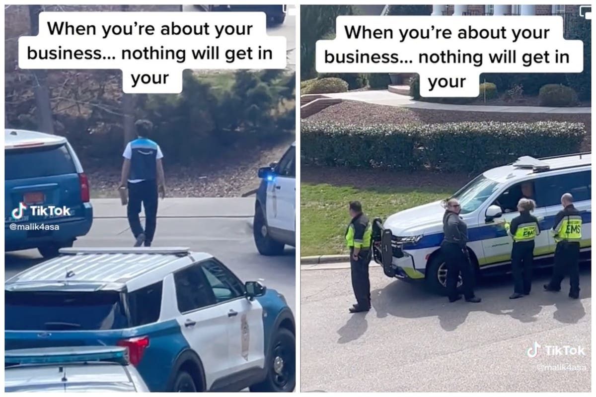 Amazon delivery driver filmed dropping off package in…