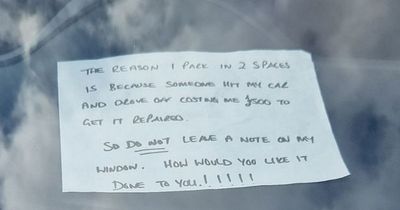 'Entitled' driver parks over two spaces and leaves note defending decision