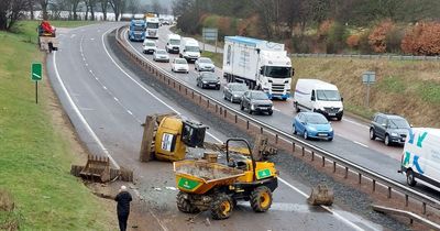 Police close section of A90 in Perthshire after plant machinery falls off truck onto carriageway