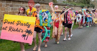 Protestors queue outside Rishi Sunak's mansion for dip in his heated £400k swimming pool