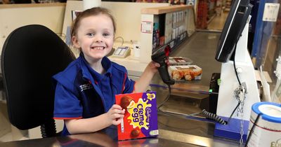 Tesco staff make girl, 5, an honorary member of the team after she visits daily and helps out