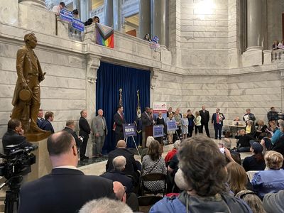 Supporters and opponents of Kentucky SB 150 rally before legislative final action