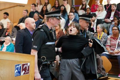 Parliament gallery cleared as Humza Yousaf's debut FMQ's disrupted FIVE times