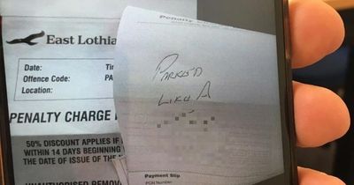 East Lothian driver gobsmacked by 'cheeky note' left on back of parking ticket