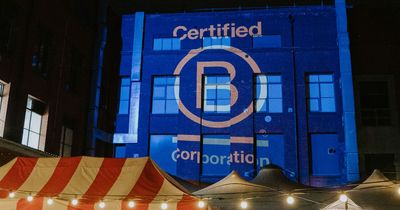 B Corp Month marked in Bristol with giant animation on Tobacco Factory