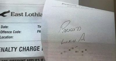 Driver gobsmacked by 'cheeky note' left on back of warden's parking ticket