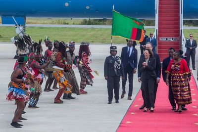 Harris visits site of grandfather's old home in Zambia