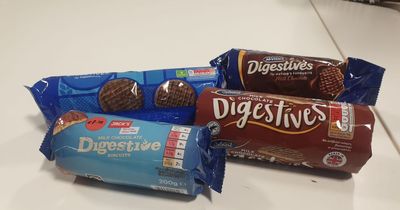 We tried McVities, Sainsbury's, Aldi and Jack's milk chocolate digestives and we were divided over second place
