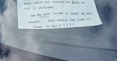 Brazen driver left savage windscreen note to justify parking across 2 spaces