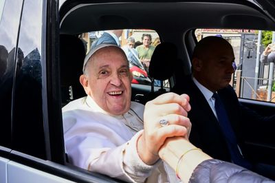 Pope Francis leaves hospital, quips 'I am still alive'