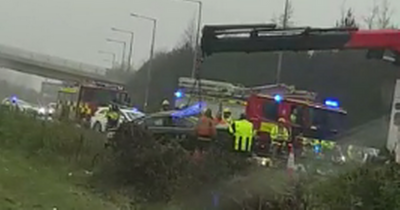 Emergency services rush to scene of M50 crash