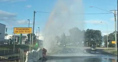 Tighes Hill burst water main floods Elizabeth Street