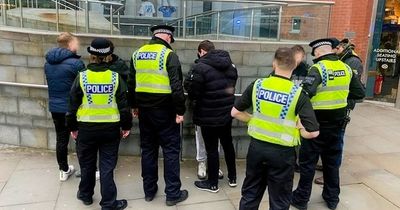 Youths 'engaged in drug use' in the city centre arrested and found with a 'large knife'