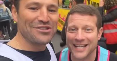 Dermot O'Leary gushes over Mark Wright's 'washboard abs' as they compete at half marathon