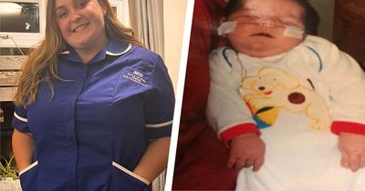 Beth Jenkins was nearly twice the weight of an average baby and her heart was deteriorating - now she works as a midwife