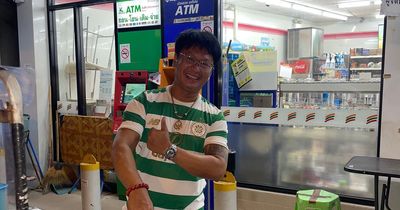 Celtic fan in Hoops jersey working as street food vendor 5,800 miles from Parkhead