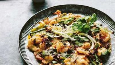 Recipe of the week: prawn, spring onion and curry leaf pancakes