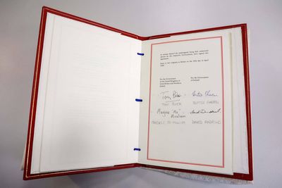 Good Friday Agreement document goes on display in Belfast