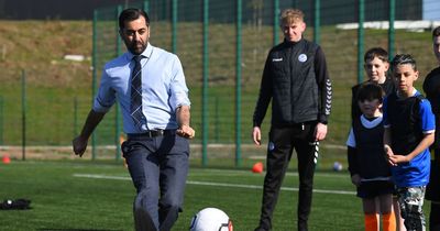 Humza Yousaf on the ball at Ayr United as First Minister launches new childcare support funding