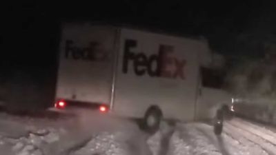 Watch FedEx Driver Drift Like A Boss Up Snowy Hill To Deliver Packages