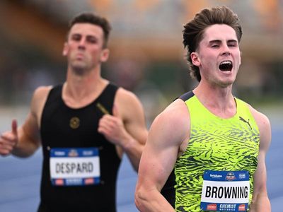 Browning clocks flying 100m time of 10.02 seconds