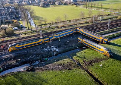 Dramatic aerial pictures of Netherlands train derailment show scale of devastation