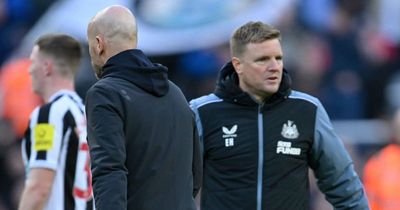 Eddie Howe laughs as Newcastle get under the skin of angry Manchester United boss Erik ten Hag