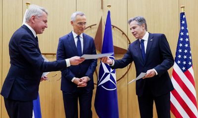 Finland becomes 31st member of Nato in Brussels ceremony