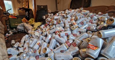 'Impressive' mountain of Stella Artois cans cleared from filthy hoarder's house
