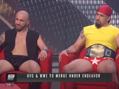 UFC stars dress as WWE legends on national TV after companies merge