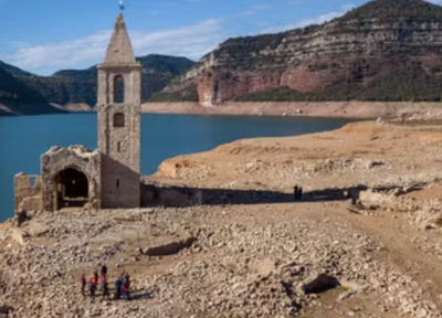 11th century church emerges from dried-up reservoir as Catalonia facing worst drought in decades