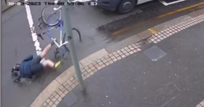 Glasgow cyclist topples over handlebars after hitting pothole as fall is caught on restaurant CCTV