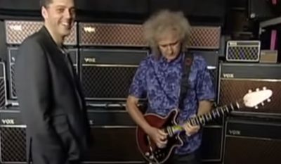 Watch Brian May make a TV presenter's day with an unaccompanied Bohemian Rhapsody solo through his epic Vox AC30 rig