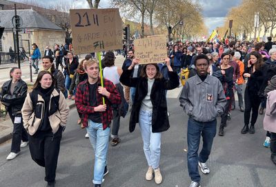 Defiant French student protests again after arrest