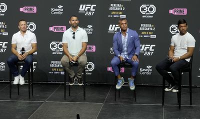 Video replay: UFC 287 ceremonial weigh-ins/Q&A with legends