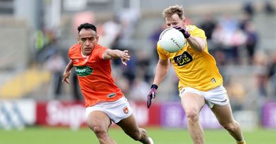 What time and TV channel is Armagh v Antrim on today in the Ulster Football Championship?