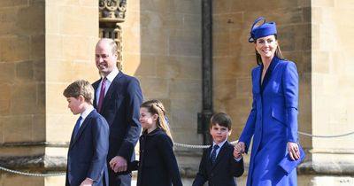 Prince Louis clutches Kate's hand as he joins royals for first Easter since Queen died
