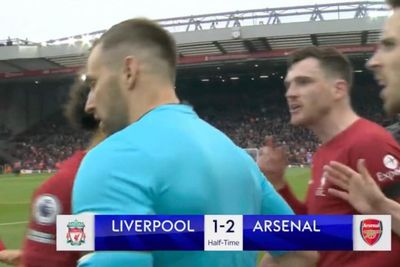Liverpool vs Arsenal chaos as Andy Robertson 'elbowed' by linesman