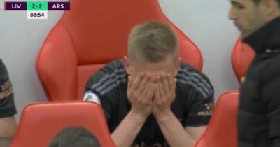 Reason why Oleksandr Zinchenko burst into tears on Arsenal bench during Liverpool clash