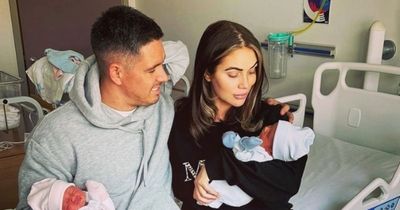 Amy Childs shares sweet photo of newborn twins being held by their 'uncle' from TOWIE