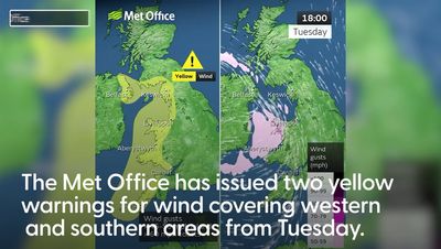 Weather warnings issued for UK as London to be battered by heavy rain and winds
