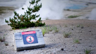 Attention-seeking Yellowstone tourist nearly slips into boiling pool