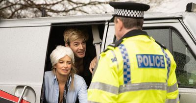 ITV Emmerdale's Charity and Mack look completely unrecognisable as they're arrested before wedding day