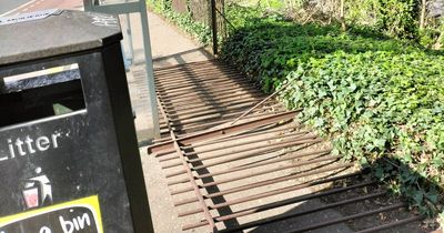 Edinburgh locals 'forced into traffic' as metal fence collapses onto pavement
