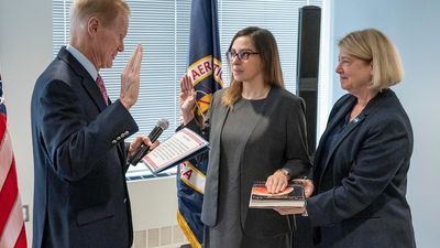 NASA's first female Goddard Space Flight Center director swears oath on Pale Blue Dot by Carl Sagan