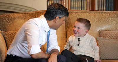 Six-year-old Daithi Mac Gabhann ribs British Prime Minister Rishi Sunak about Ireland's Six Nations win over England