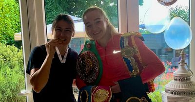 Katie Taylor all smiles as she poses for snap with World Champion Amy Broadhurst