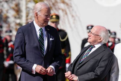 Biden greeted by Irish President as day of ceremony in Dublin begins