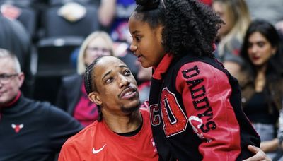 DeMar DeRozan’s daughter Diar shrieks her support during Bulls’ play-in victory