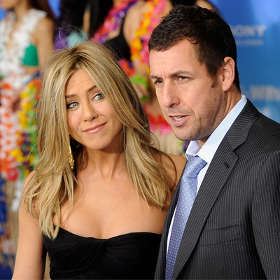 Watch Jennifer Aniston and Adam Sandler hilariously react to an interviewer towering over them in resurfaced footage